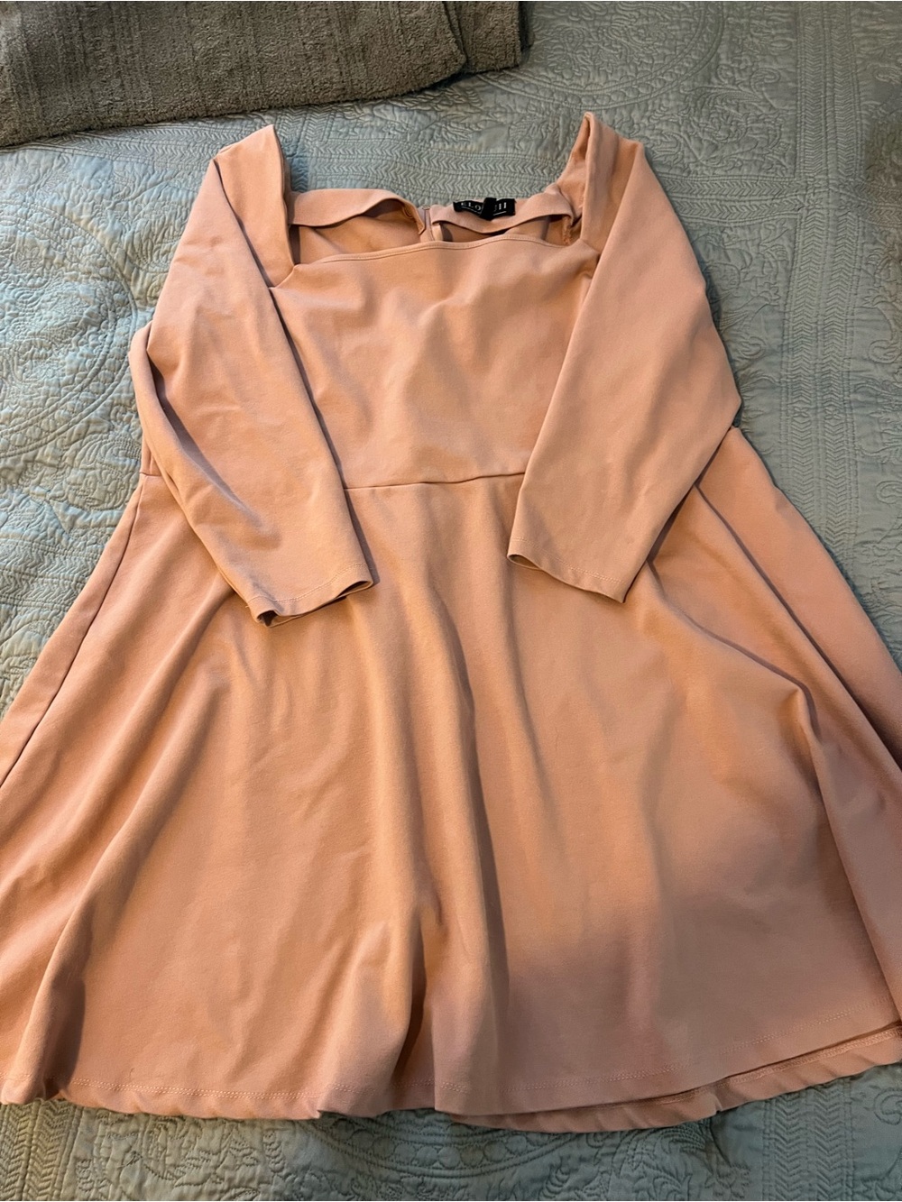 Eloquii Peach Square-Neck Fit & Flare Midi Dress